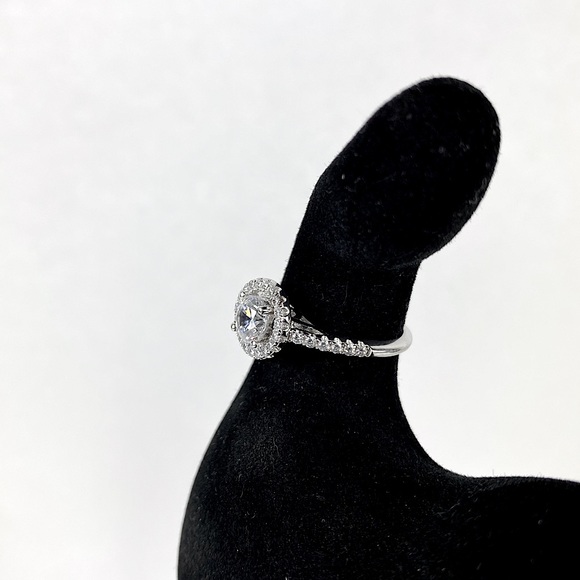 Engagement Style Diamond Sterling Silver Ring - Picture 2 of 9